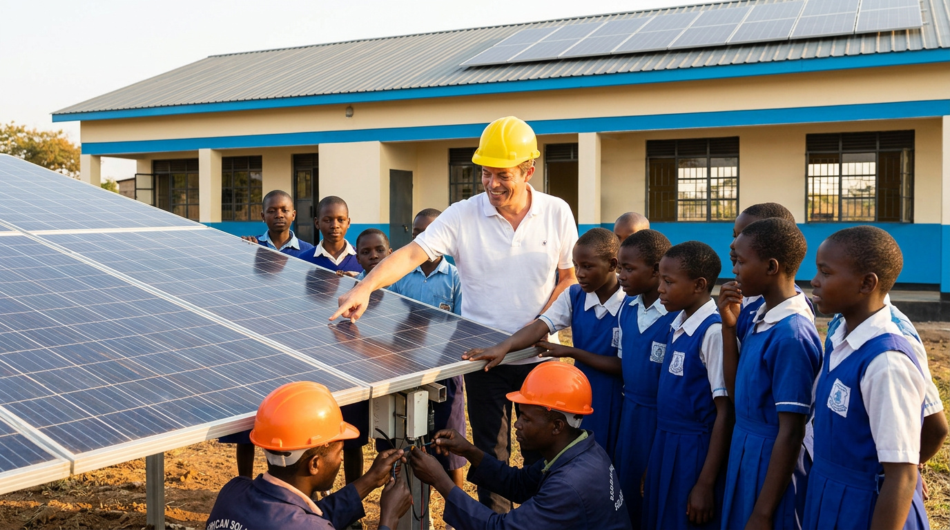 Solar panel installation — African school